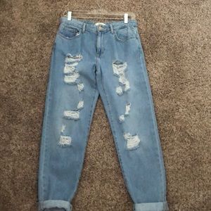 destroyed “mother” jeans.